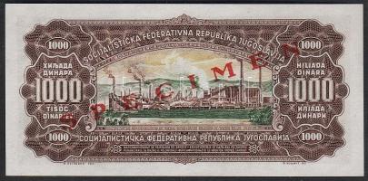 Jugoszlávia 1963. 1000D "Specimen 0000" T:I