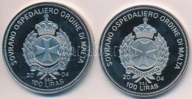 Máltai Lovagrend 2004. 100L (2x) "Lettország az EU-ban" + "Litvánia az EU-ban" T...