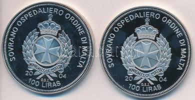 Máltai Lovagrend 2004. 100L (2x) "Vatikán az EU-ban" + "Írország az EU-ban" T:PP...