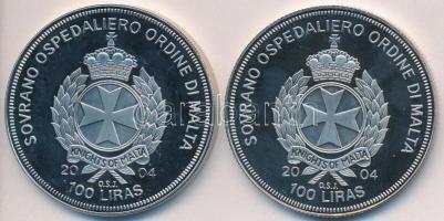 Máltai Lovagrend 2004. 100L (2x) "Bulgária az EU-ban" + "Románia az EU-ban" T:PP...