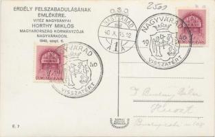 1940 Nagyvárad, bevonulás, Horthy Miklós / entry of the Hungarian troops 'vissza' So. Stpl