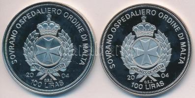 Máltai Lovagrend 2004. 100L (2x) "Finnország az EU-ban" + "Dánia az EU-ban" T:PP...