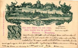 1899 Pozsony, Pressburg, Bratislava; &#039;Wohin mein Schritt sich auch lenke, Stets treulich Dein ich gedenke&#039;; Verlag R. Drodtleff Art Nouveau (cut)