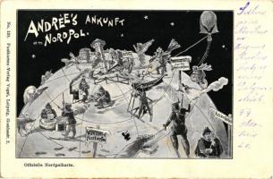 1899 Andrées Ankunft am Nordpol, Offizielle Nordpolkarte, No. 129. / Andrées balloon expedition, North Pole (EK)