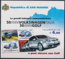 2004 50 éves az olasz Volkswagen gyártás bélyegfüzet MH 7 (Mi 2154-2157)