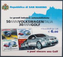 50 éves az olasz Volkswagen gyártás bélyegfüzet, 50th anniversary of the production Italian Volskwagen stampbooklet