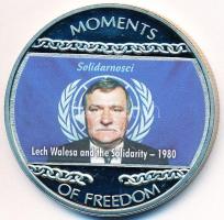 Libéria 2004. 10$ "Szabadság pillanatai-Lech Walesa és a Szolidaritás 1980" multicolor T:PP felületi karc Liberia 2004. 10 Dollars "Moments of Freedom-Lech Walesa and the Solidarity 1980" multicolor C:PP slightly scratched