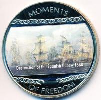 Libéria 2004. 10$ "Szabadság pillanatai-A spanyol armada pusztulása 1588" multicolor T:PP Liberia 2004. 10 Dollars "Moments of Freedom-Destruction of the Spanish fleet 1588" multicolor C:PP