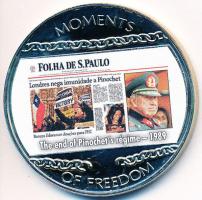 Libéria 2004. 10$ "Szabadság pillanatai-Pinochet-rezsim vége 1989" multicolor T:PP felületi karc  Liberia 2004. 10 Dollars "Moments of Freedom-The end opf Pinochet's regime 1989" multicolor C:PP slightly scratched