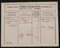 1865 Pozsony megye telekkönyvi törvényszékének kézbesítési íve