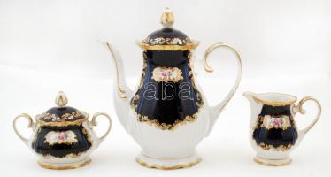 Reichenbach echt kobalt mokkás készlet, kézzel festett, jelzett, hibátlan