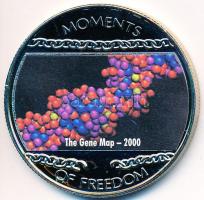 Libéria 2004. 10$ "Szabadság pillanatai-A gén-térkép 2000" multicolor T:PP felületi karc Liberia 2004. 10 Dollars "Moments of Freedom-The gene map 2000" multicolor C:PP slightly scratched