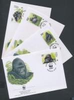 Keleti síkvidéki gorilla sor 4 FDC, Eastern lowland gorilla set 4 FDC
