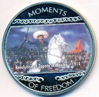 Libéria 2004. 10$ "Szabadság pillanatai - Zapata forradalma Mexikóban 1914" multicolor T:PP felületi karc Liberia 2004. 10 Dollars "Moments of Freedom-Revolution of Zapata in Mexico 1914" multicolor C:PP slightly scratched