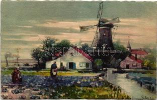 Landscape, mill, Meissner & Buch Künstlerpostkarten Serie 2357. s: G.Grobe