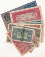 14db-os vegyes magyar korona bankjegy tétel, benne felülbélyegzettek T:vegyes