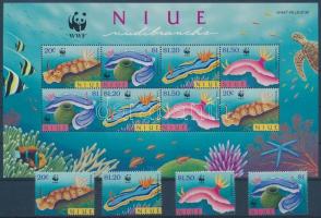 WWF Nudibranch set + block, WWF Csupaszkopoltyús csigák sor + blokk