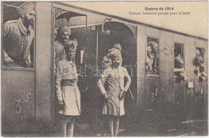 1914 WWI Indian troop leaving for the front, train (EK)