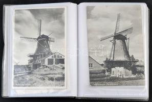 Kis méretű fotóalbum 36 db RÉGI városképes lappal; külföldi szélmalom / Small sized photo album with...