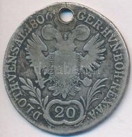 1806B 20Kr Ag "Ferenc" Körmöcbánya (6,23g) T:3 lyuk
Hungary 1806B 20 Kreuzer Ag "Fran...