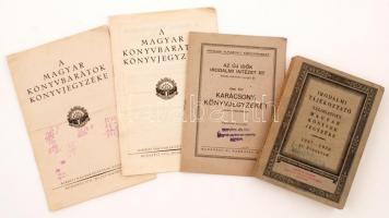 cca 1937-1946 Irodalommal kapcsolatos tétel-Az Új Idők Irodalmi Intézet Rt. karácsonyi könyvárjegyzéke, A Magyar Könyvbarátok könyvjegyzéke(2 db), Irodalmi tájékoztató válogatott magyar könyvek jegyzéke, összesen: 4 db