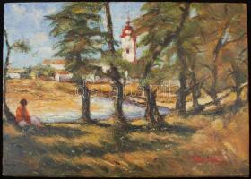 Beszedics Gábor (1957- ): Falu szélén, erdő végén, olaj, vászon, 30×40 cm