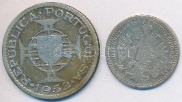 Ausztria 1870. 10Kr Ag + Guinea-Bissau / Portugál Guinea 1952. 10E Ag T:3 patina
Austria 1870. 10 Kr...