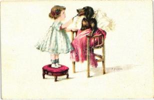 Girl with dog s: E. Frank