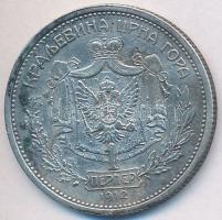 Montenegró 1912. 1P Ag "I. Miklós" T:2- 
Montenegro 1912. 1 Perpera "Nicholas I"...