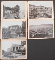 cca 1900 Abbázia nevezetességeit bemutató leporelló darabjai, feliratozott keményhátú fotók, 18 db, 16x10 cm / cca 1900 Opatija, 18 photos, 16x10 cm