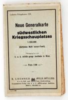 cca 1916 Lechners Kriegskarten XIX.: Neue Generalkarte des südwestlichen Kriegsschauplatzes (östliches Blatt Isonzo-Front). Az isonzói front térképe, Bécs, k. u. k. militär-geographisches Institute - R. Lechner, 1:200000, 111×80 cm