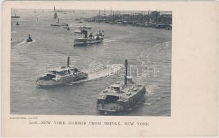 New York harbor from bridge, ships