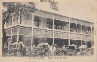 Mahajanga, Majunga; Postes et Telegraphe / Post and telegraph office, automobile