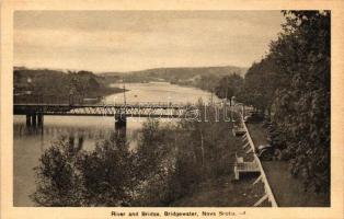 Bridgewater, River and bridge, automobiles (EB)