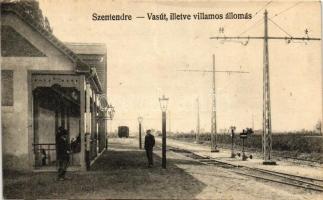 Szentendre, Vasút és villamos állomás és Dumtsa Jenő utca - 2 db régi képeslap / 2 old postcards