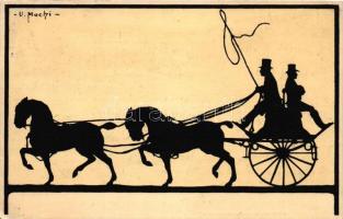 48 db RÉGI motívumlap; sziluettes művészlap / 48 old motive cards; silhouette art postcards