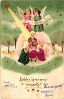 Christmas, Baby Jesus, golden decoration, Emb. litho (EB)