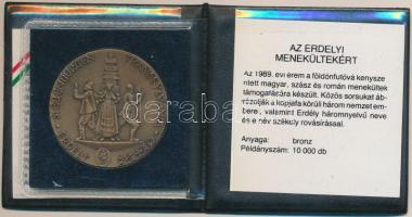 Kiss Nagy András (1930-1997) 1989. "Az Erdélyi Menekültekért" Br emlékérem műbőr tokban ta...