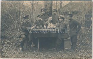 Soldiers playing card, photo