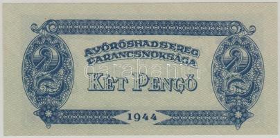 1944. 2P "A Vöröshadsereg Parancsnoksága" vágási hibával és hátlapi ferde nyomattal T:I- h...