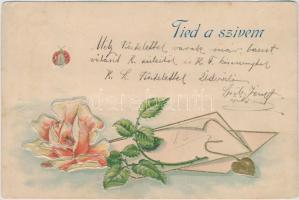 Tied a szivem rose, Emb. litho (fa)