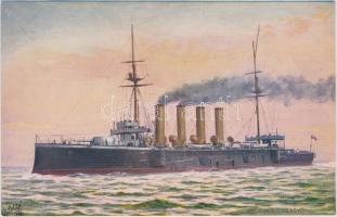 HMS Cressy, Raphael Tuck Oilette Our Navy series II. no. 9083.