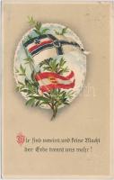 German-Austrian flags, propaganda, litho