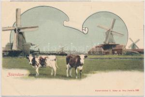 Zaandam, mills, cows, Art Nouveau