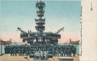 Group of officers and crew on US Battleship