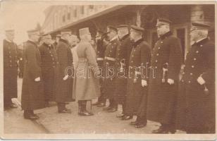 1916 Pola, Frigyes főherceg és Anton Haus érkezése a vasútállomásra / Erzherzog Friedrich, Grossadmiral Anton Haus arriving at the railway station, photo A. Hauger