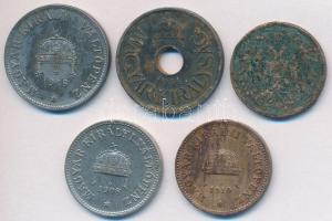 1908. 10f Ni + 1910. 2f Br + 1918. 20f Fe + 1941. 20f Fe + Ausztria 1912. 2h Br T:vegyes