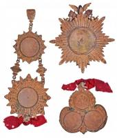 DN 3 részből álló Cu lemezérem szett szalaggal, hiányos medalionnal T:2-