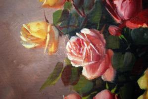 Murin Vilmos (1891-1952): Virágcsendélet. Olaj, vászon, jelzett, vászon apró sérülések, antik sérült...