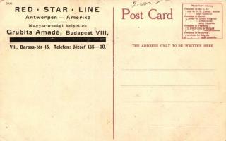 TSS Kroonland; Red Star Line, Antwerpen litho s: H. Cassiers